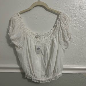 American eagle crop top white linen new with tags size medium